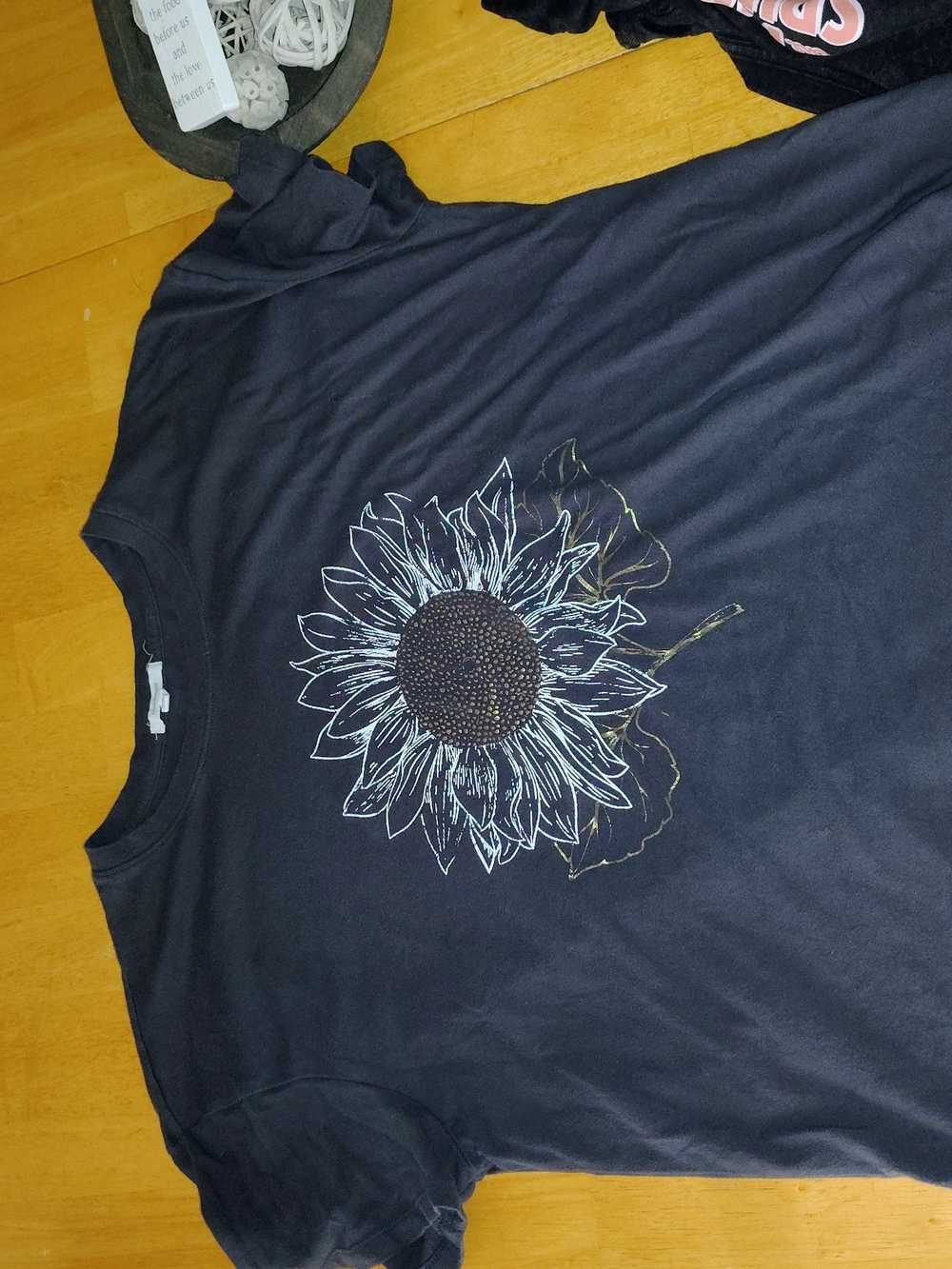 Maurices Black Sunflower Outline Graphic Tee